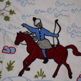 Hand-knotted rug, vintage Turkish rug 50x186 cm