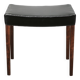1960s Danish Modern Wood and Black Leather Stool