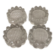 4 flat glass candle holders cut in the shape of Vintage flowers