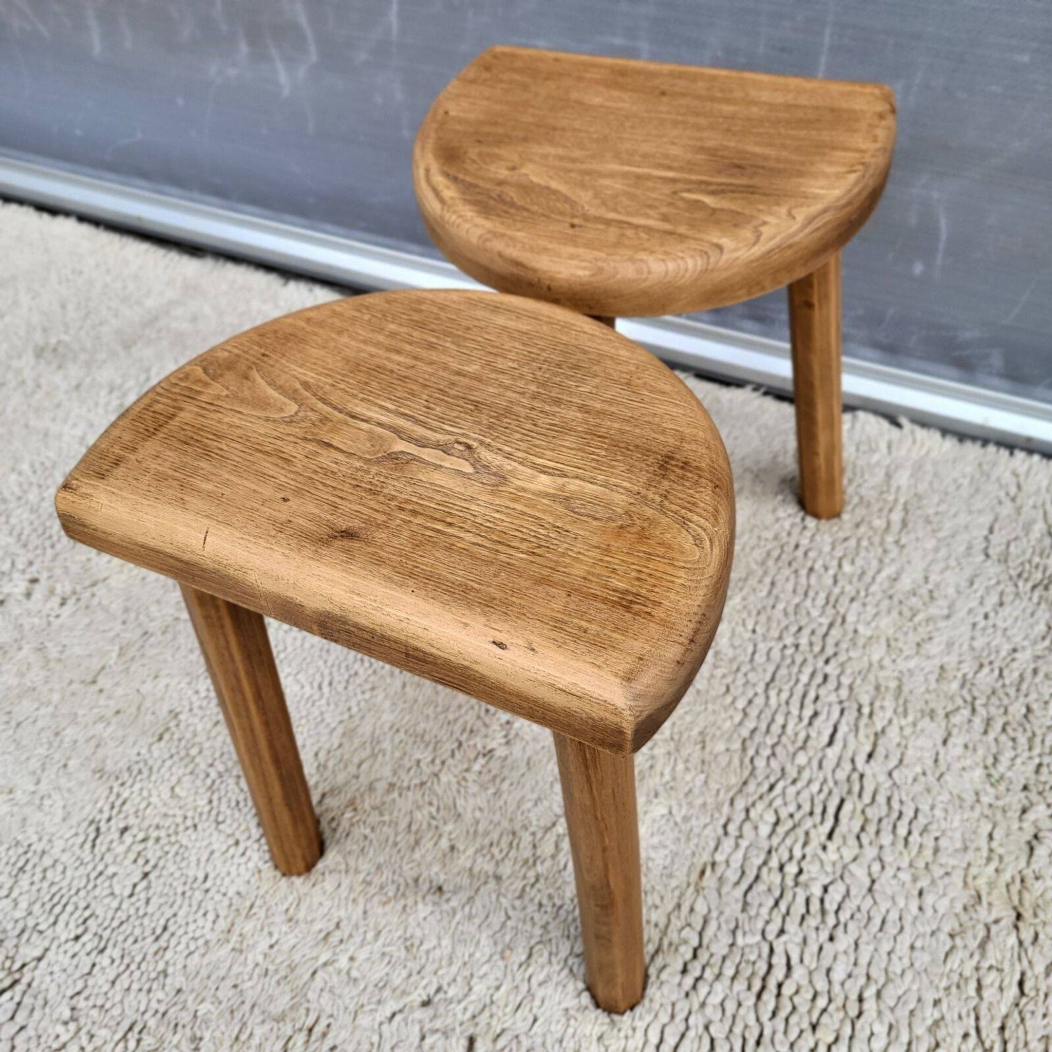 Pair of raw wood milking stools • Brutalist spirit & nature
