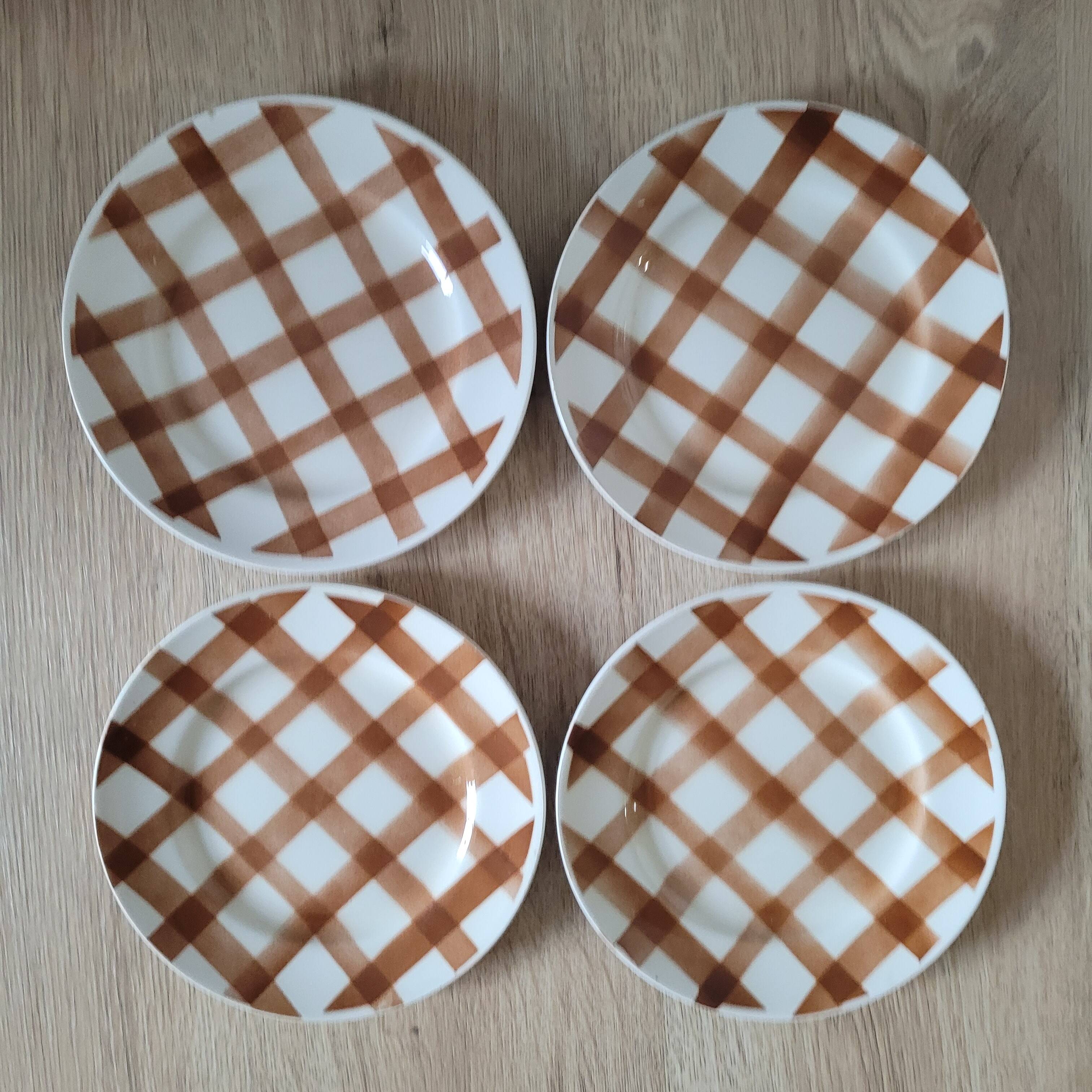 La Redoute x Selency set of 4 dessert plates Brown tablecloth