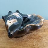 Flamed stoneware shell ashtray in Vallauris style