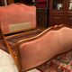 Bed in cherry wood blond carved velvet pink style Louis XV for sleeping 190x140