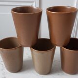 Set of 5 glasses in Digoin stoneware years 60-70