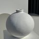 Handcrafted terracotta ball vase painted white H:24 D:26