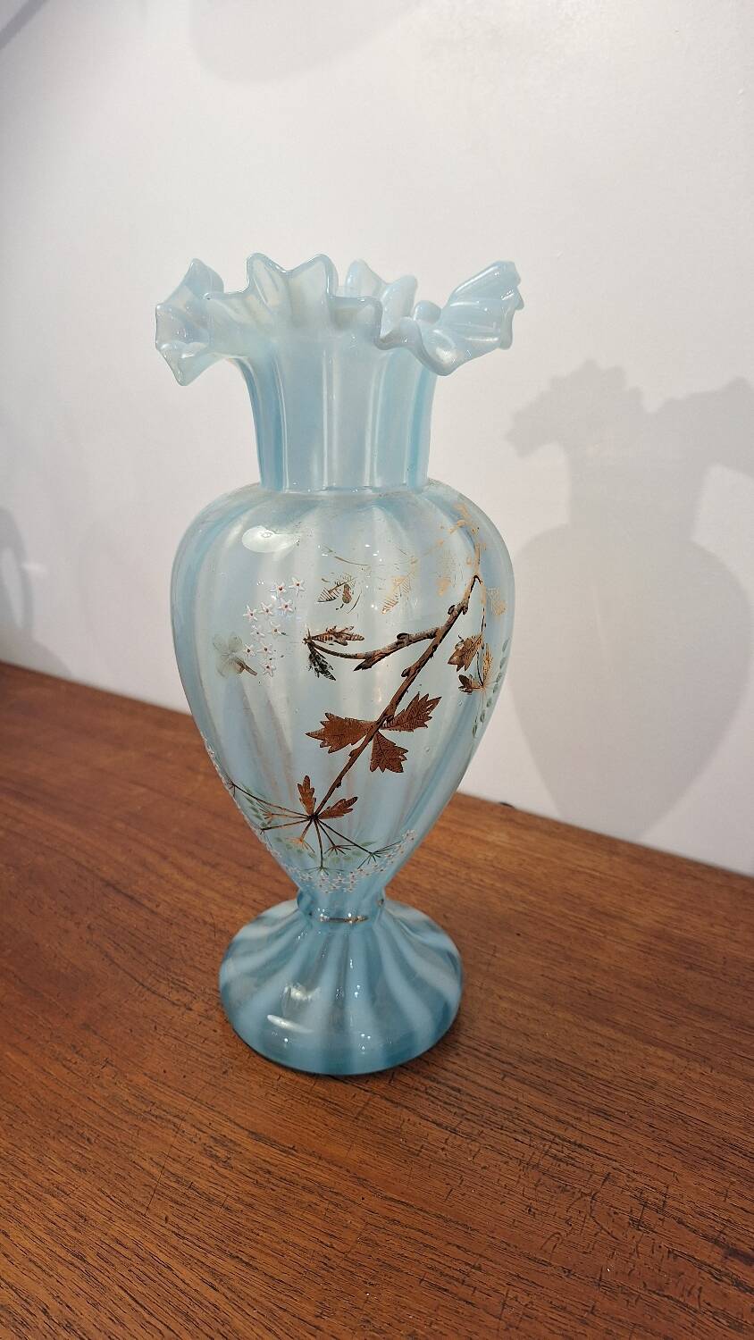 Vase made of bluish glass paste