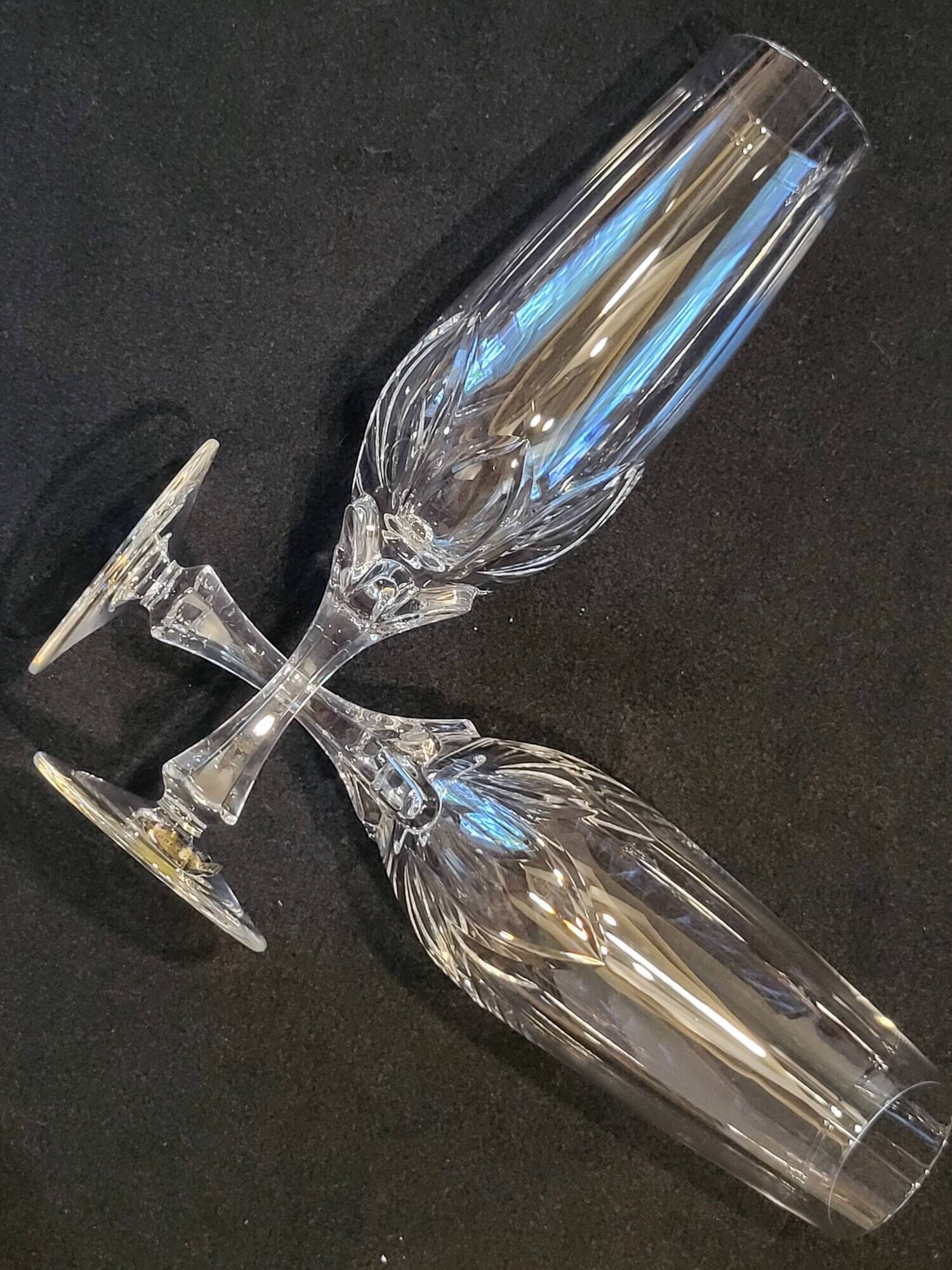 10 crystal champagne flutes 24% Cristallerie Kaspar Lemberg Lorraine vintage