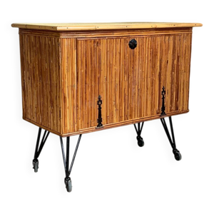 Buffet bar vintage en - rotin