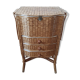 Vintage rattan chest of drawers 60s