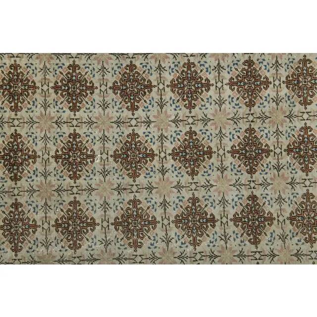 1970s vintage Turkish Oushak handmade wool cotton brown area rug 195x283
