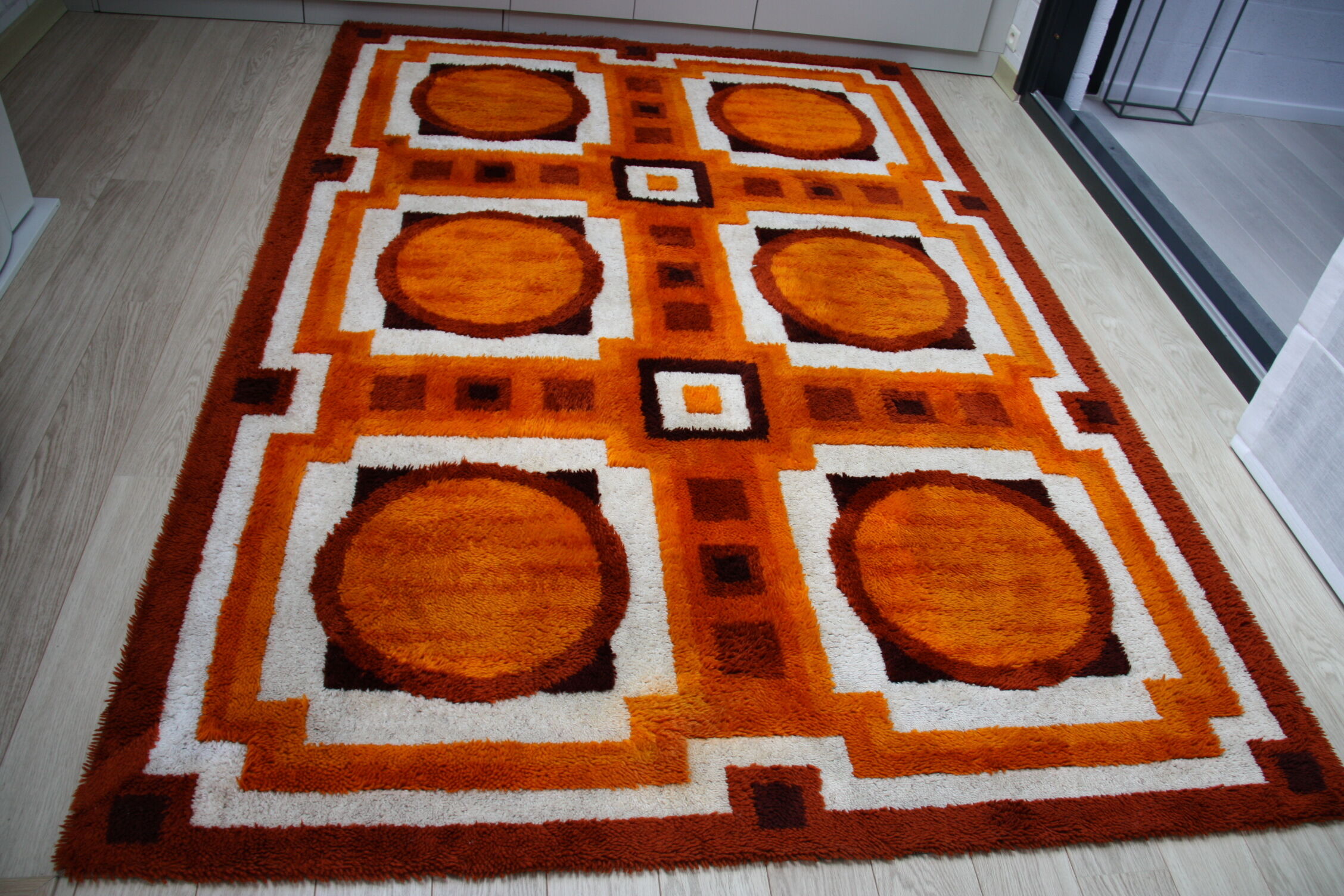 Vintage carpet in wool - 'fity shades of orange' - Germany - 1960's