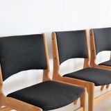 Set of 4 dining room chairs, 60s in oak