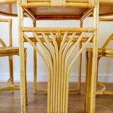 Bamboo Bistro Set / Table and Chairs Dining Set / Outdoor Cane Wicker, Mid Century Patio Furniture