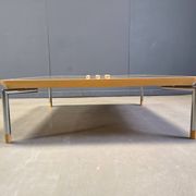 Table basse post-moderne en liège et en verre, années 1980