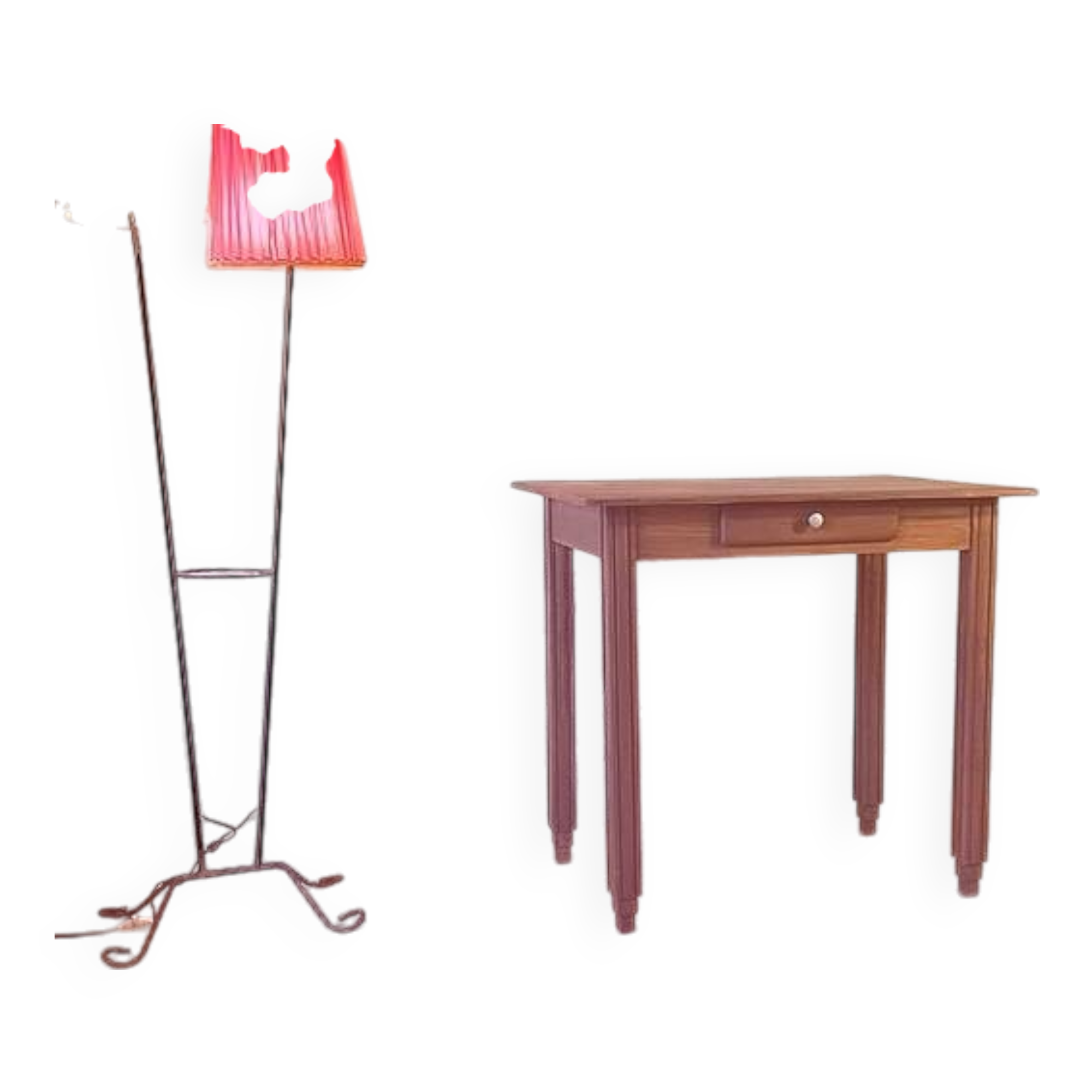 Table bureau ou table d’appoint art déco années 1930 vintage bois massif