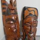 Pair of African wooden masks, vintage decoration, wooden African masks, 70s/80s