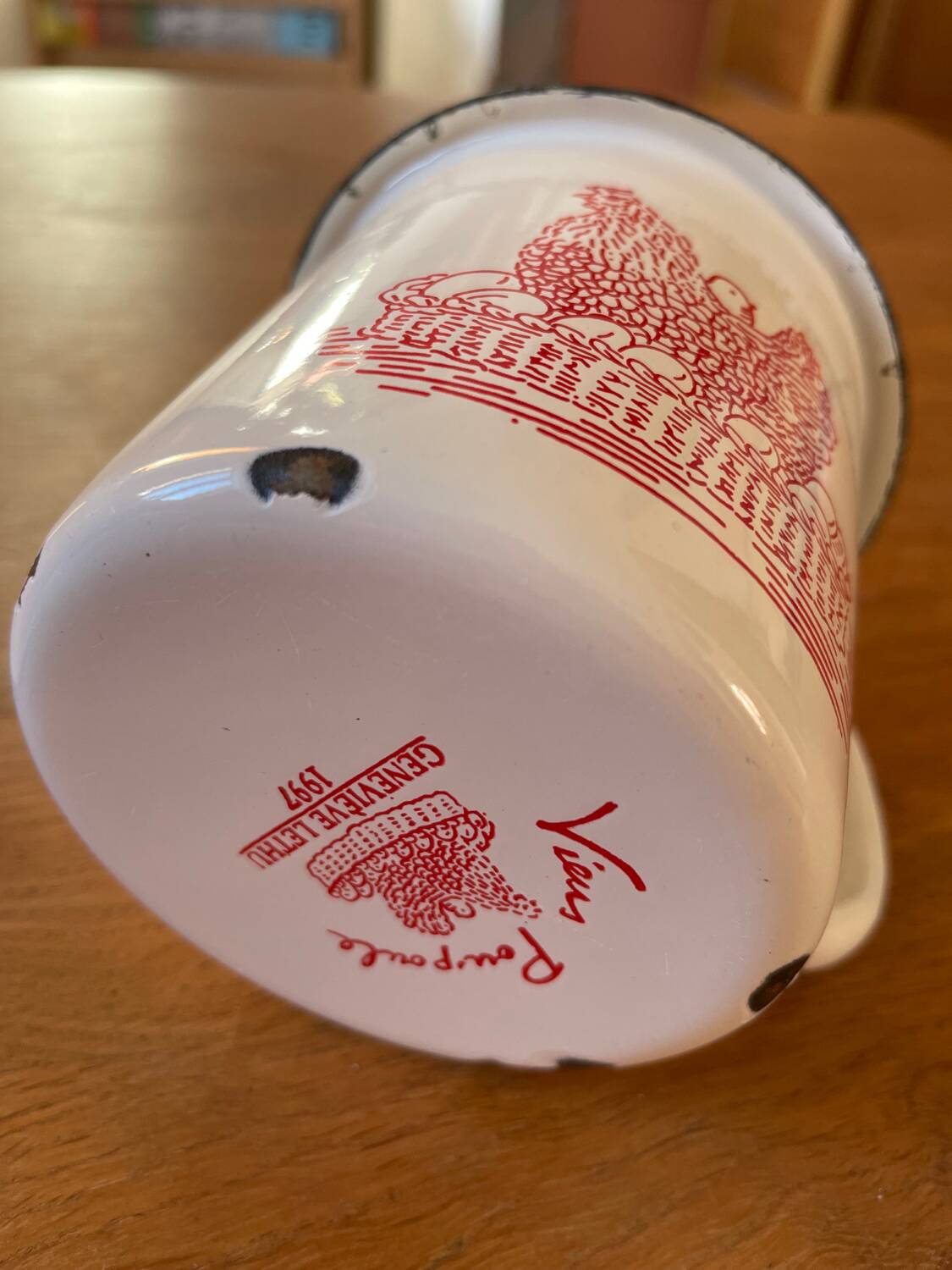 Duo of Geneviève Lethu enameled cups