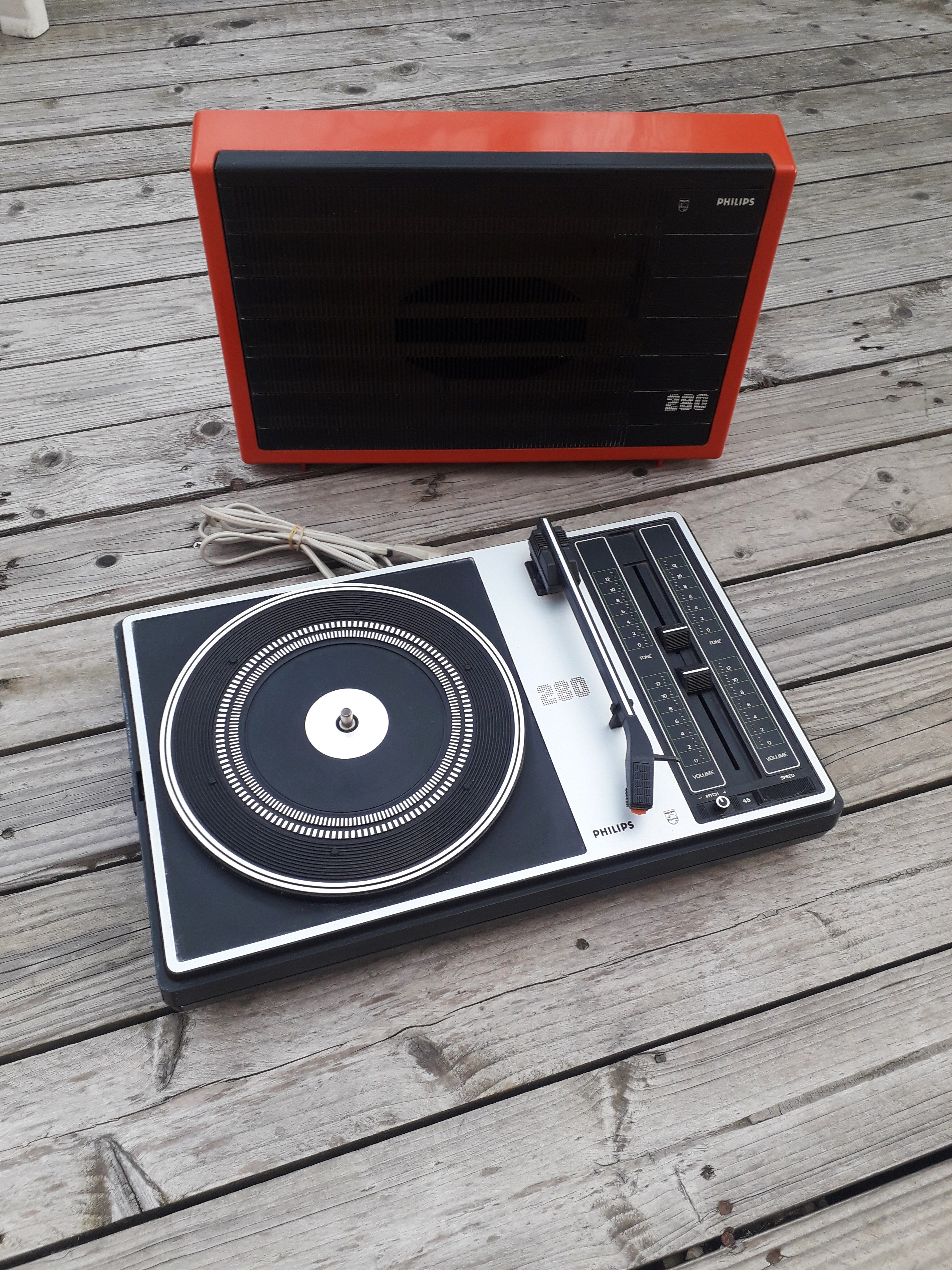 Portable record player vintage Philips 280 1970-80