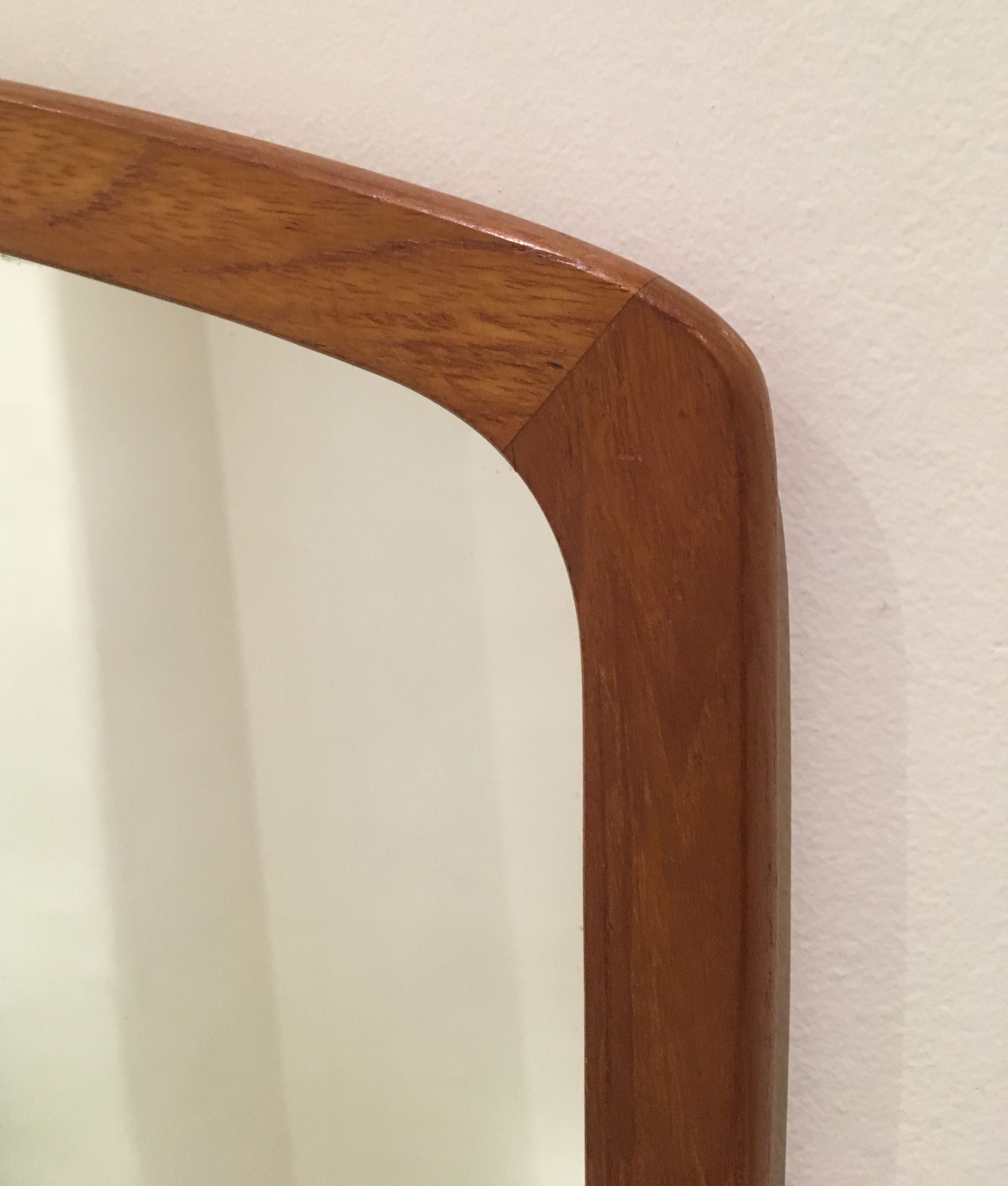 Asymmetrical vintage Scandinavian mirror in 60s teak 36x64cm