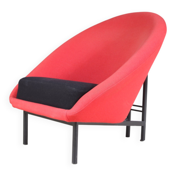 Fauteuil Theo Ruth des années 1980 modèle : F815 Artifort revêtement rouge/noir