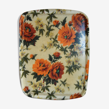 Orange fiberglass flower patterned top 70s
