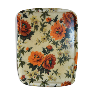 Orange fiberglass flower patterned top 70s