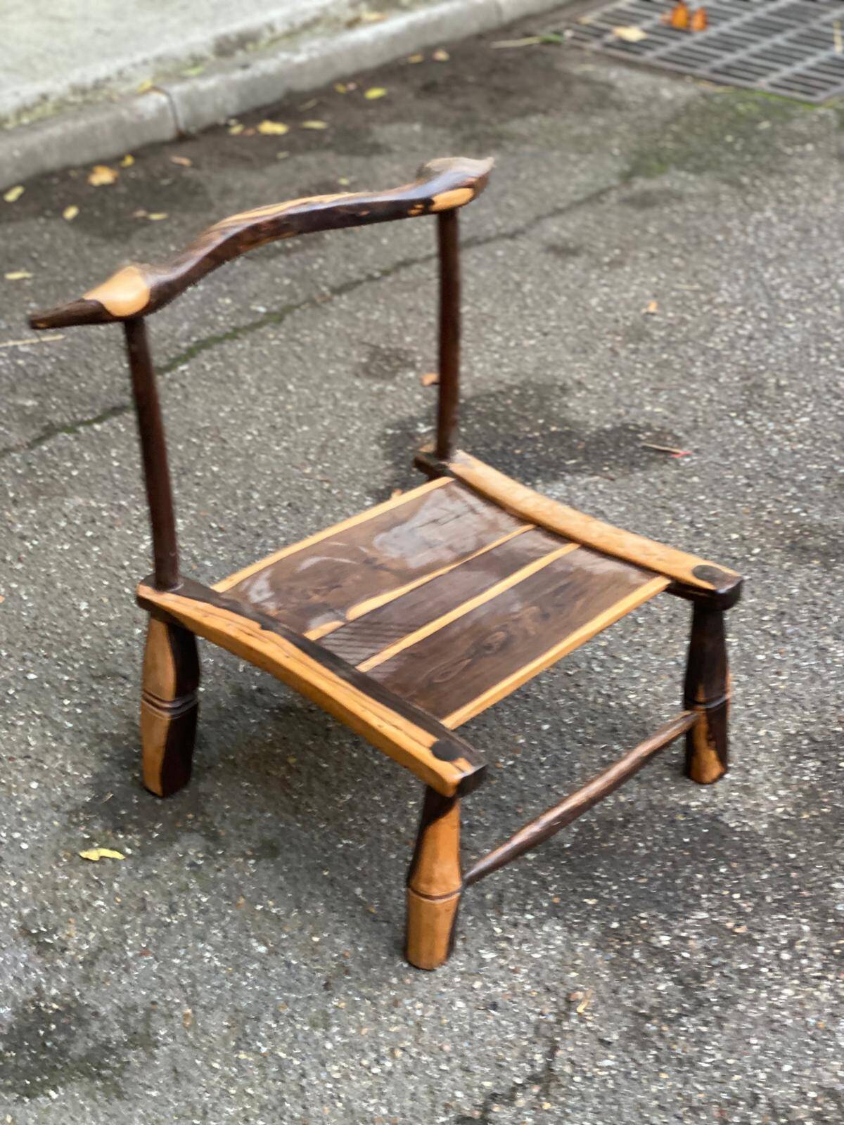 Hand-carved African chair from Ivory Coast