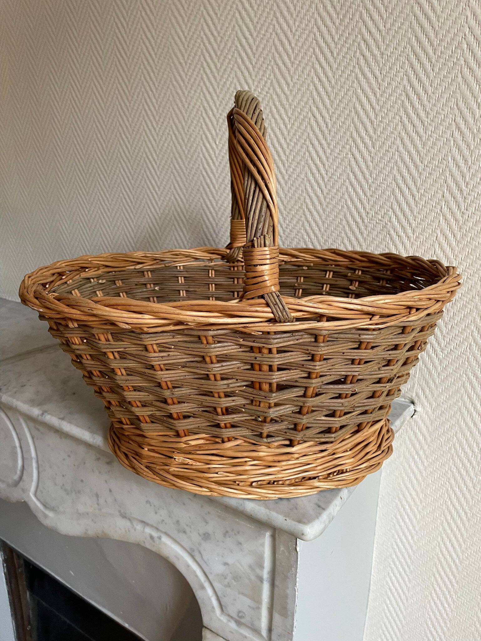 Panier osier gris vert