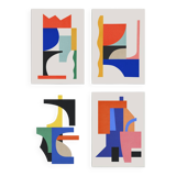 4 Colorful Geometric Art Prints