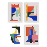 4 Colorful Geometric Art Prints