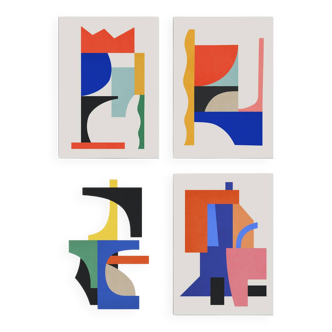 4 Colorful Geometric Art Prints