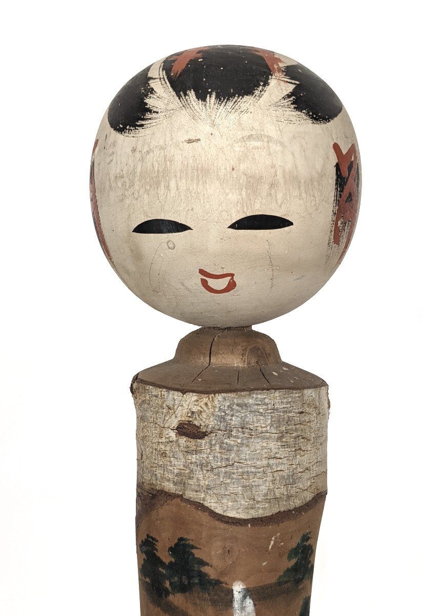 Kokeshi with Nô face theater Japan 1950-60