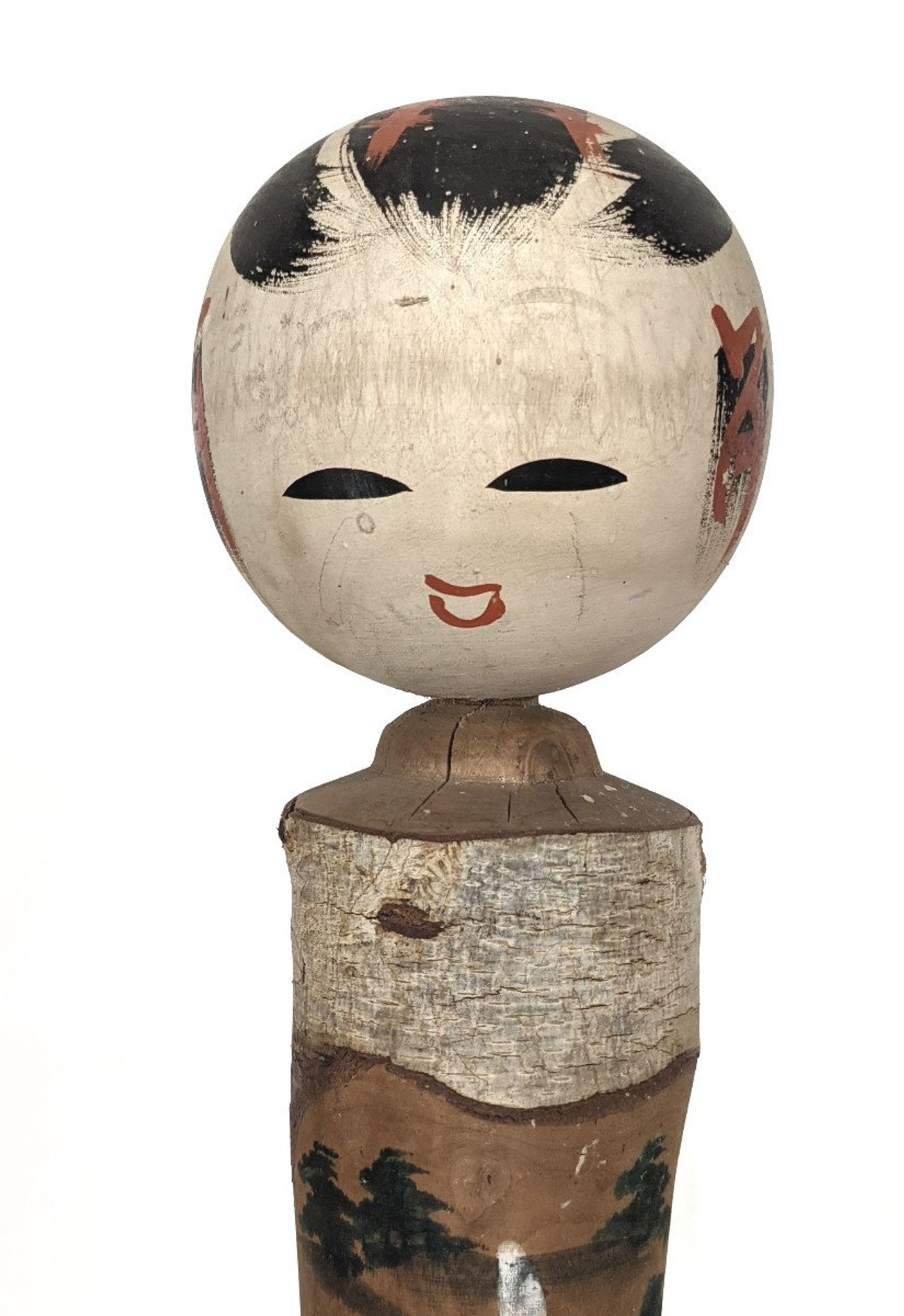Kokeshi with Nô face theater Japan 1950-60