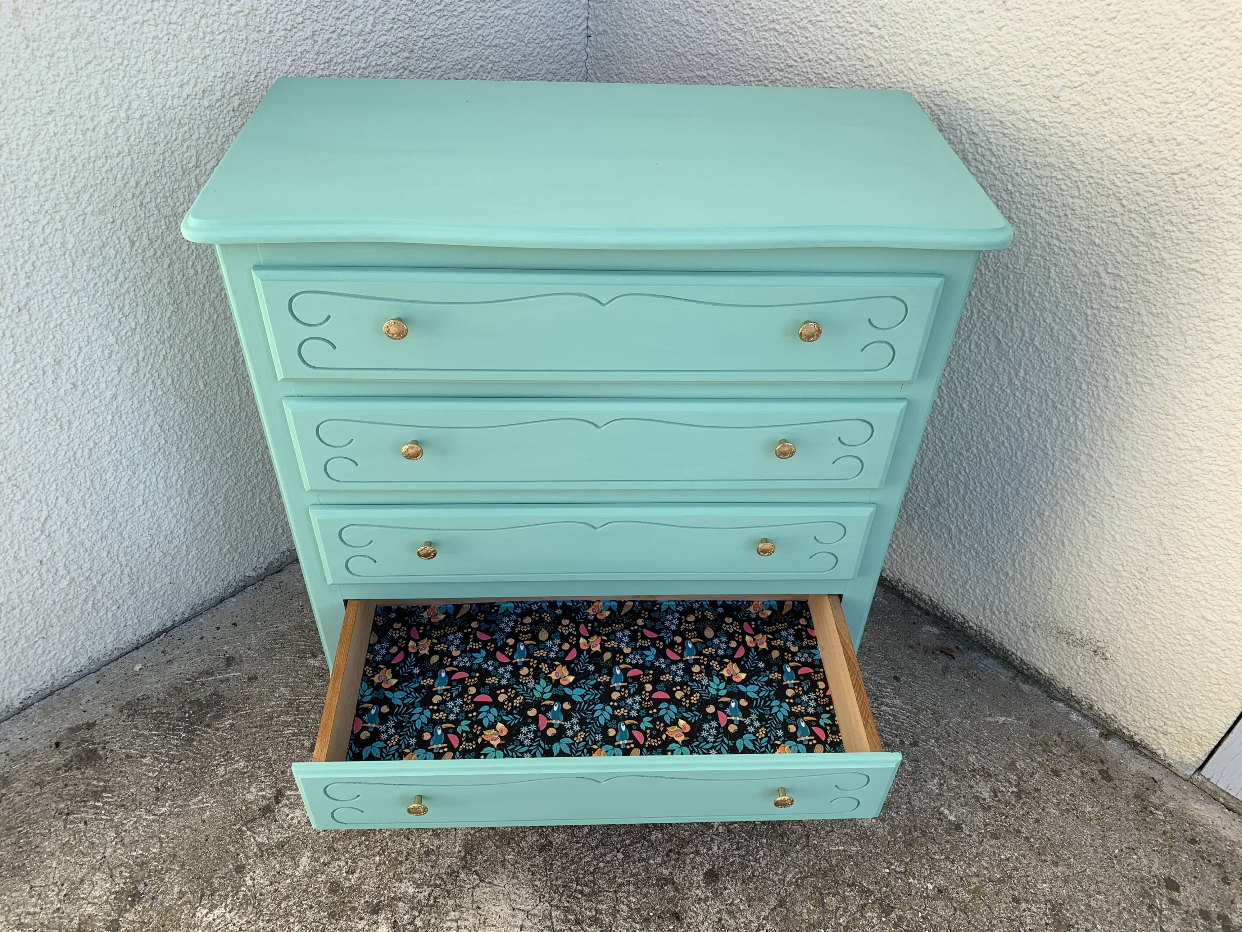 Vintage mint green chest of drawers 1950