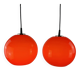 Pair of two cherry glass pendants by Peill & Putzler