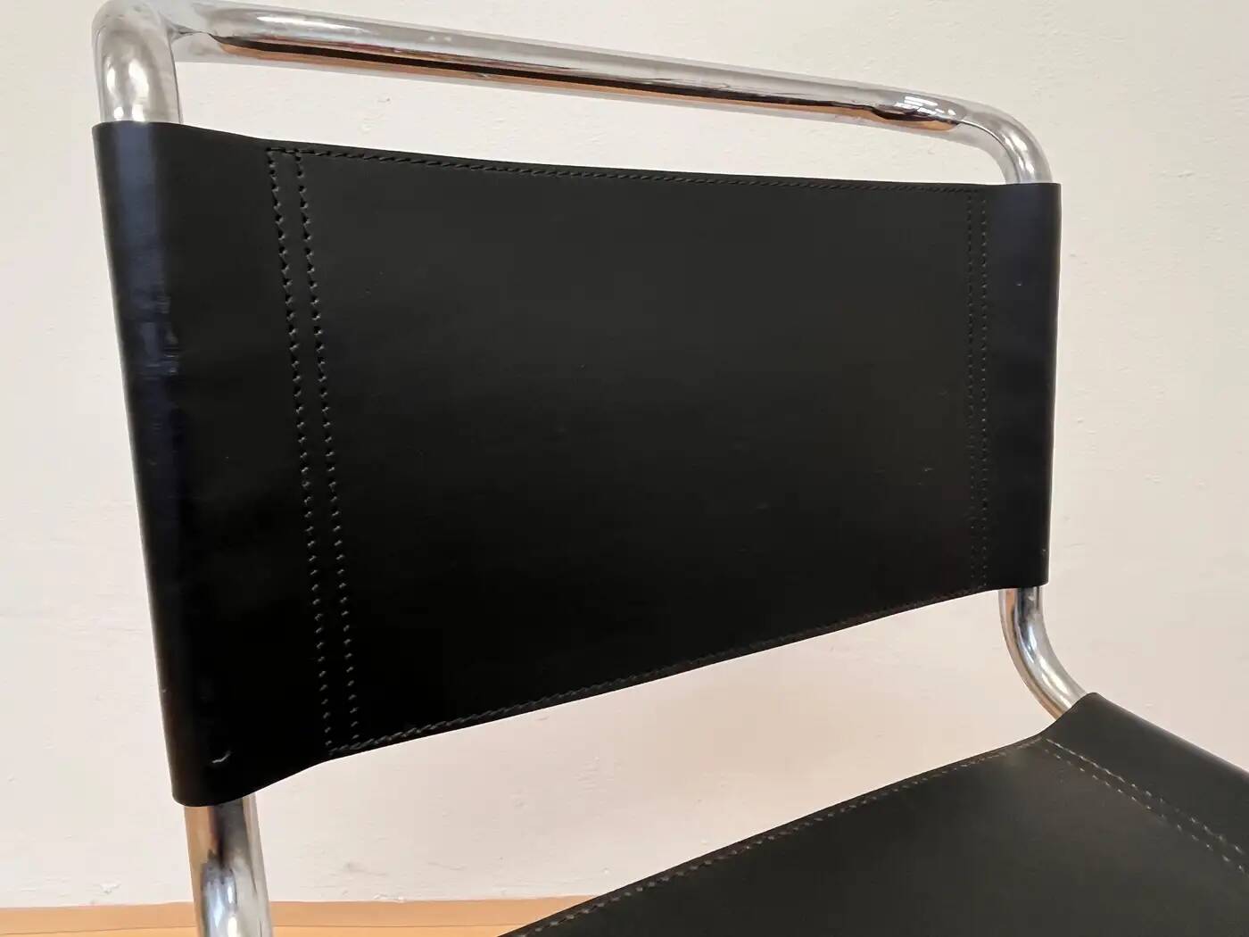 Chrome leather Bauhaus chair Thonet MR 10 by Ludwig Mies van der Rohe - 1980s