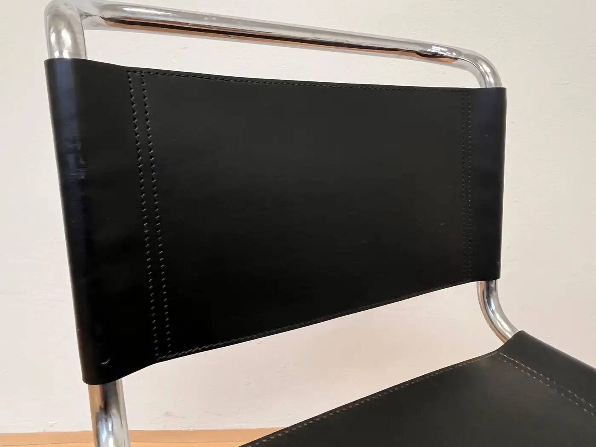 Chrome leather Bauhaus chair Thonet MR 10 by Ludwig Mies van der Rohe - 1980s