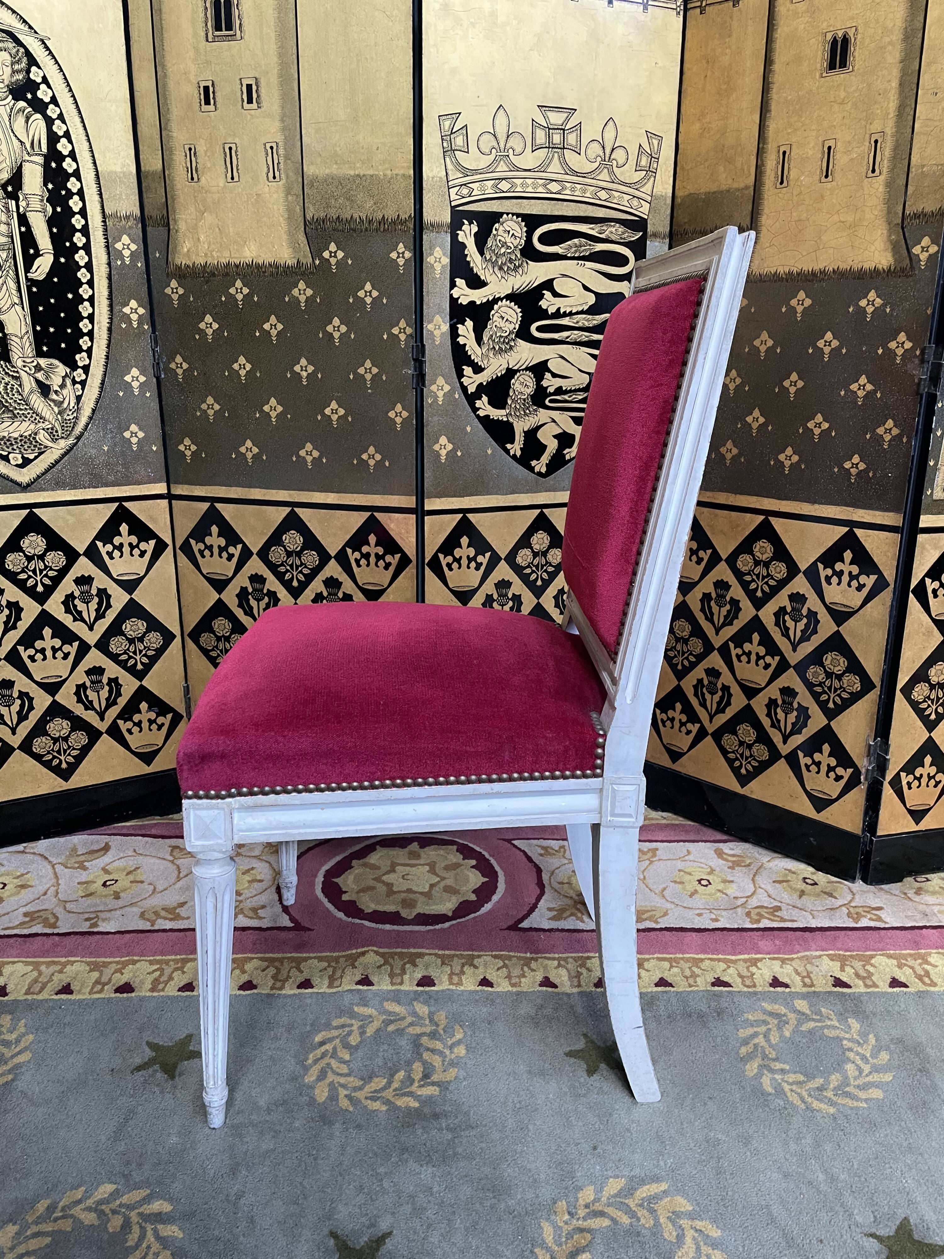 Suite of 6 louis XVI style chairs red velvet
