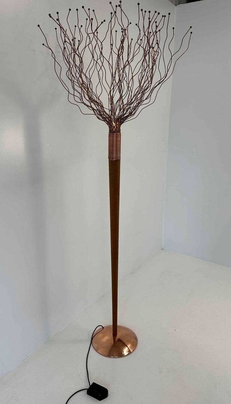 Italian Floor Lamp in Wood, Copper and Brass, Paolo Donatello, 1990s