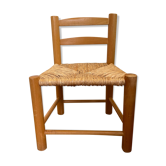 Vintage children's chair in wood and straw