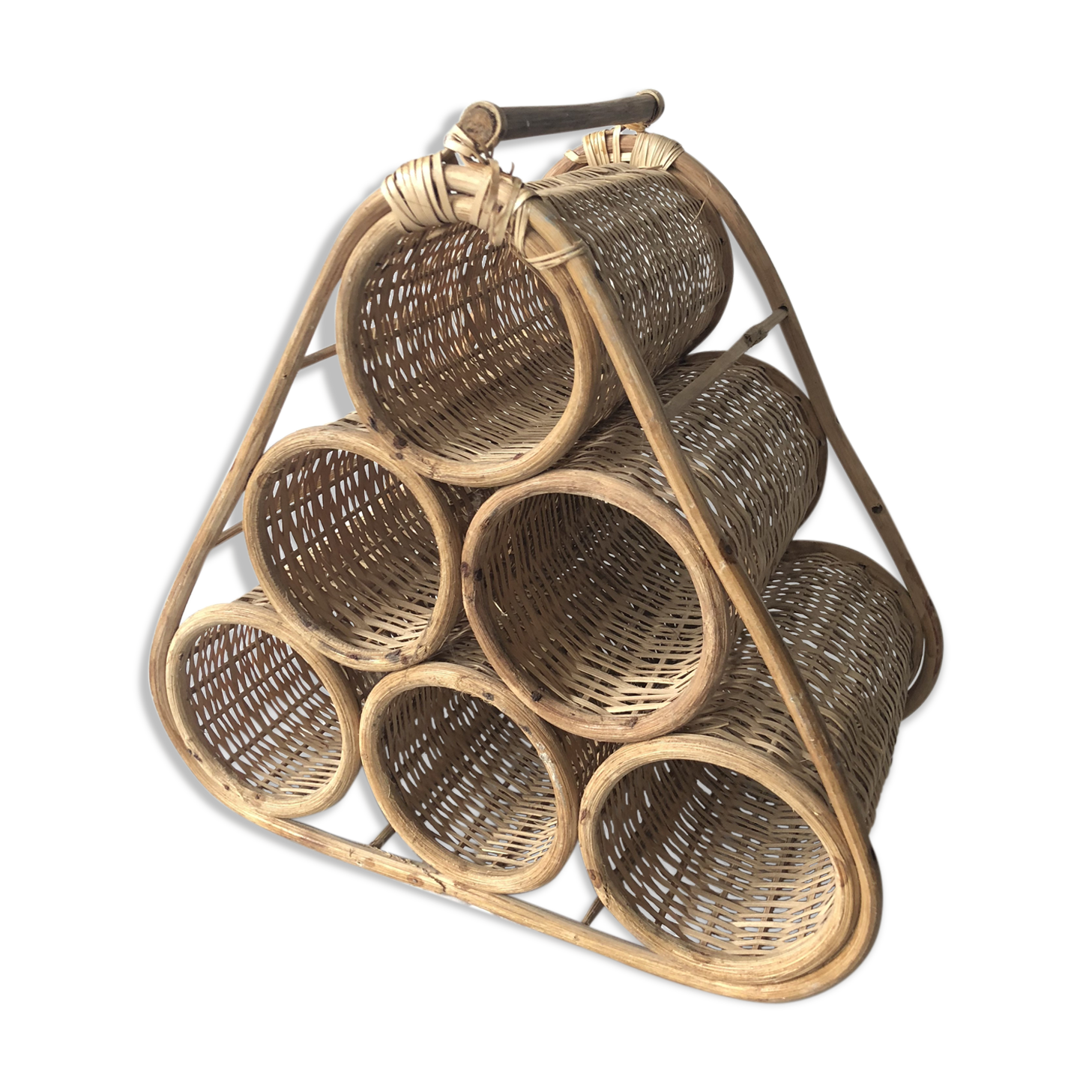 Vintage rattan bottle holder