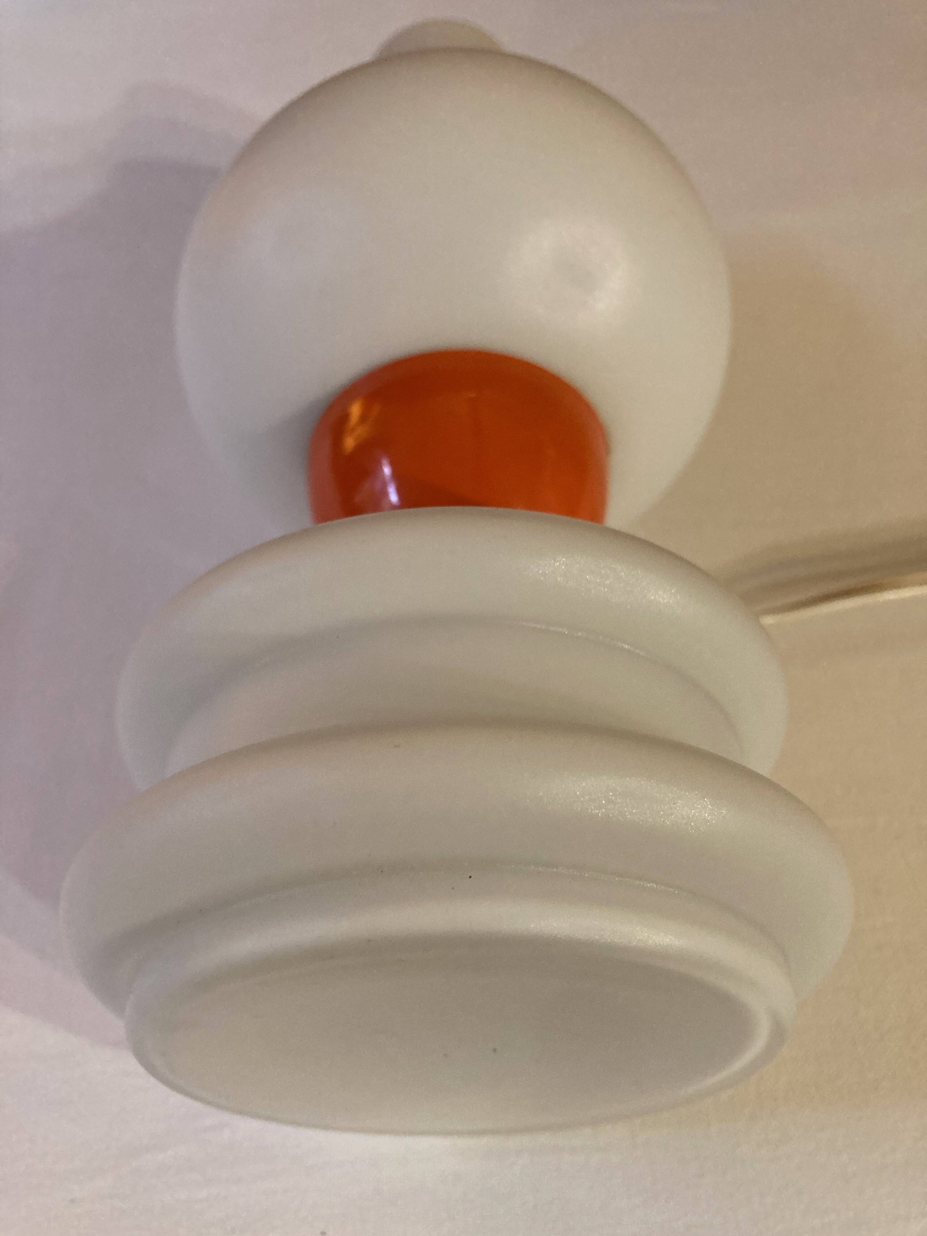 Bedside lamp in opaline glass and orange metal, 1970s