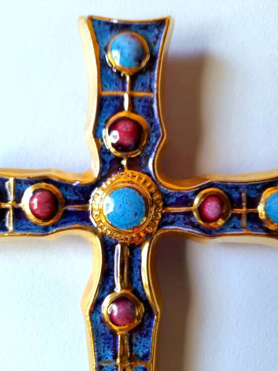 Enamelled Ceramic Cross François Lembo