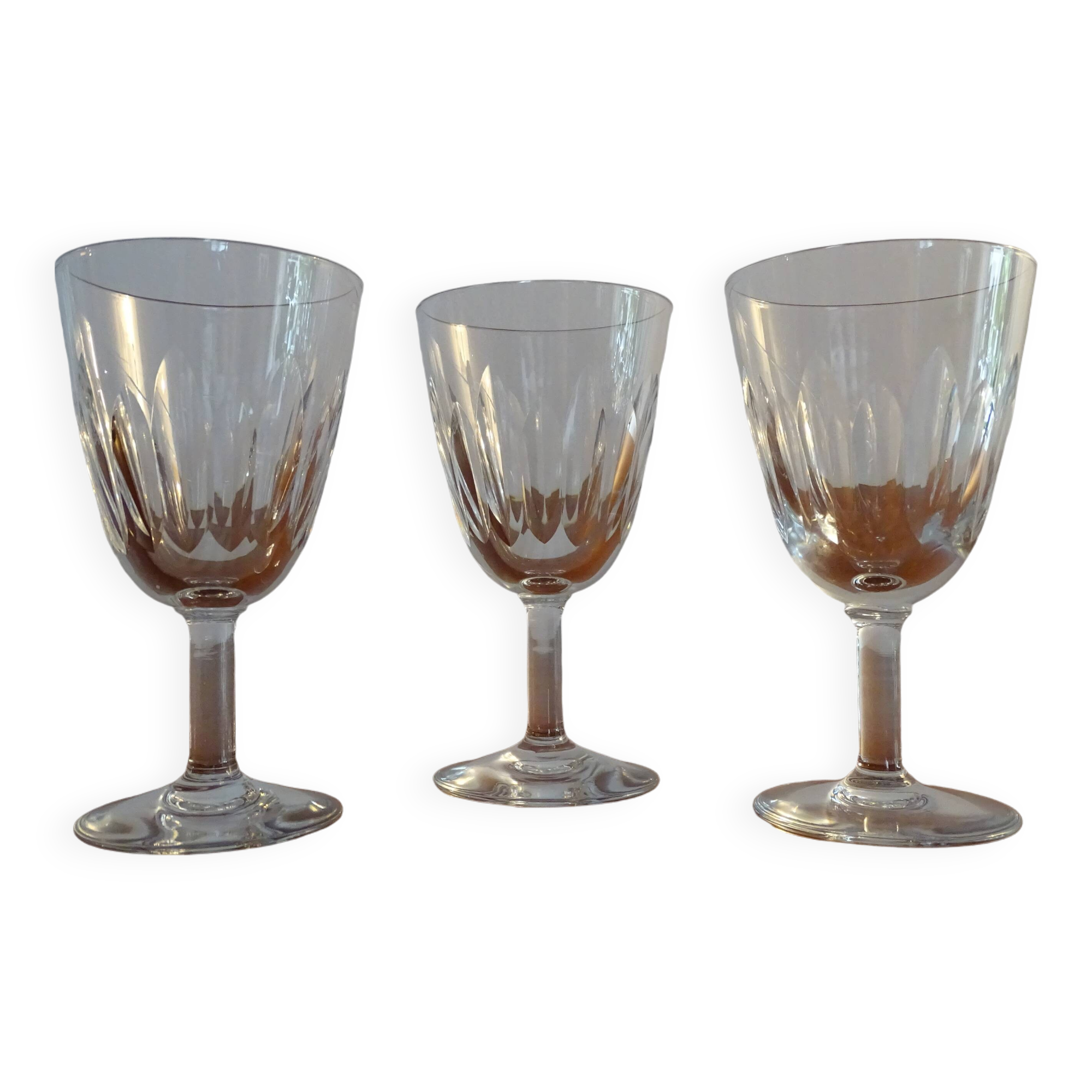 3 old Baccarat crystal cooked wine/port glasses CASSINO model - 11 cm