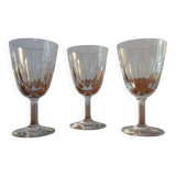 3 old Baccarat crystal cooked wine/port glasses CASSINO model - 11 cm