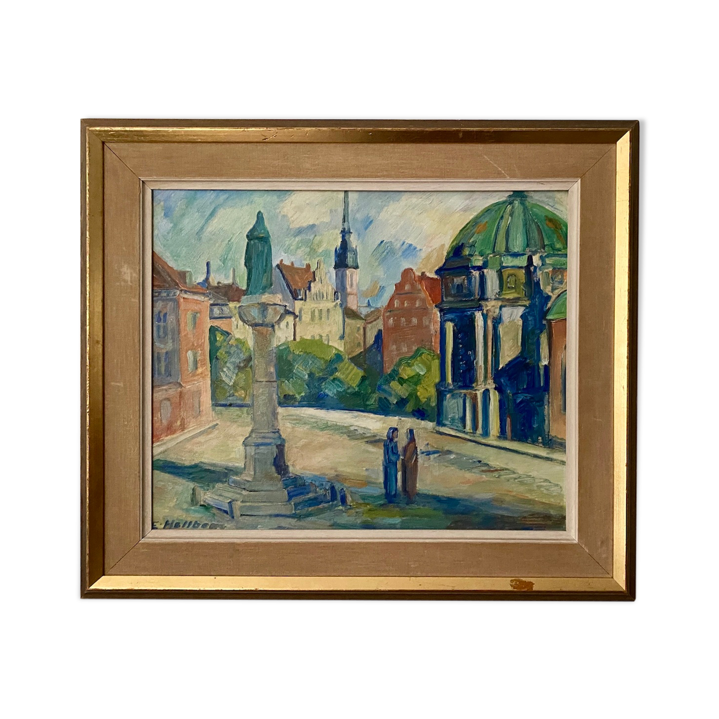 'Monument' - Vintage mid century swedish oil painting