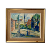 'Monument' - Vintage mid century swedish oil painting