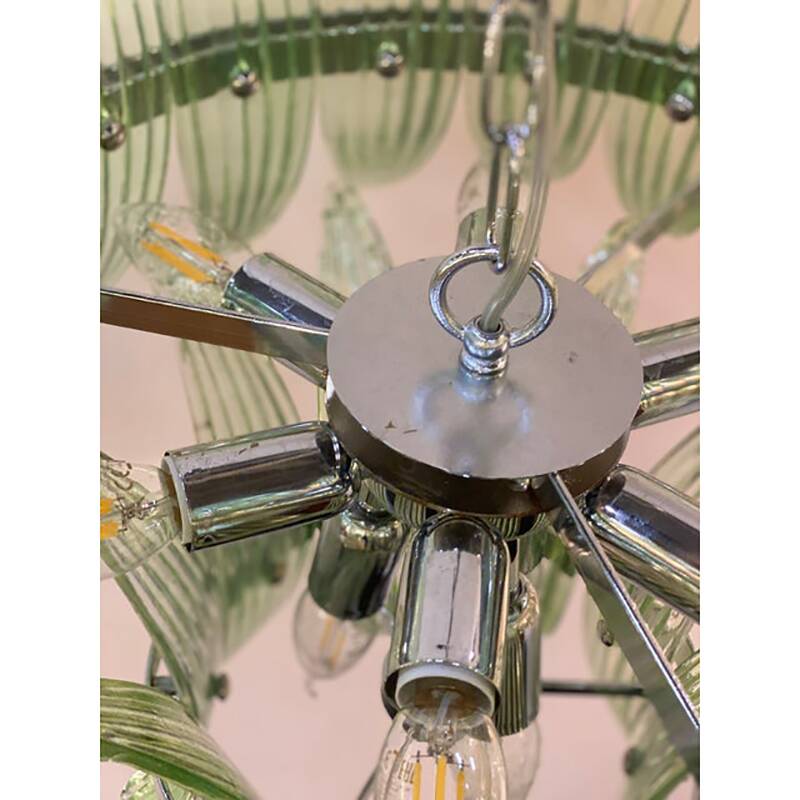 Contemporary Green “Palmette” Murano Glass Belt Chandelier