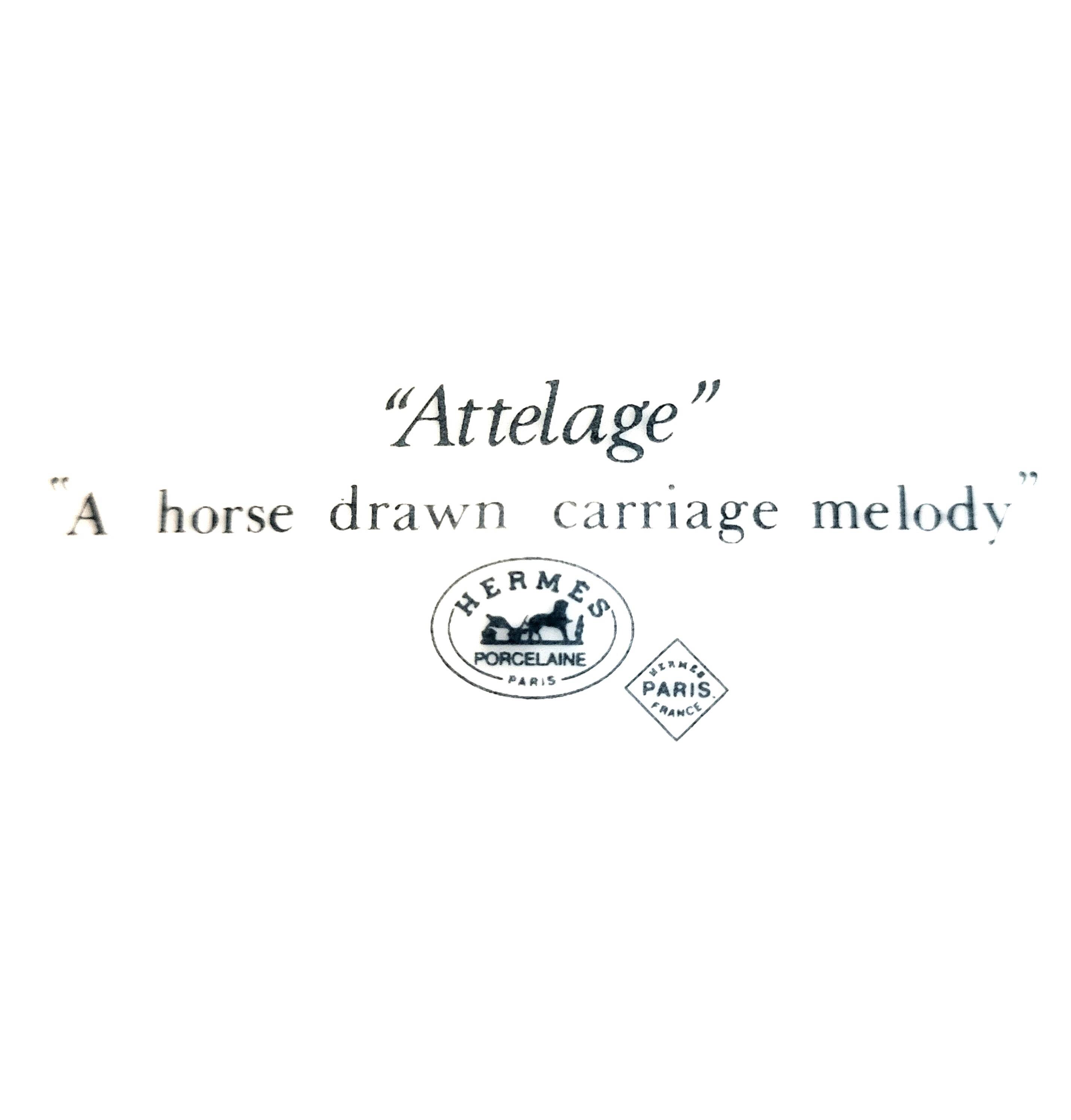 Hermes paris collection attelage porcelaine 8 assiettes plates