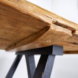 Large dining table wooden doors top mounted on black handles